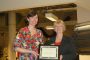 College of Engineering Dean Rajala (right) presents the College of Engineering student body award for Faculty Member of the Year to IMSE Senior Lecturer Leslie Potter.