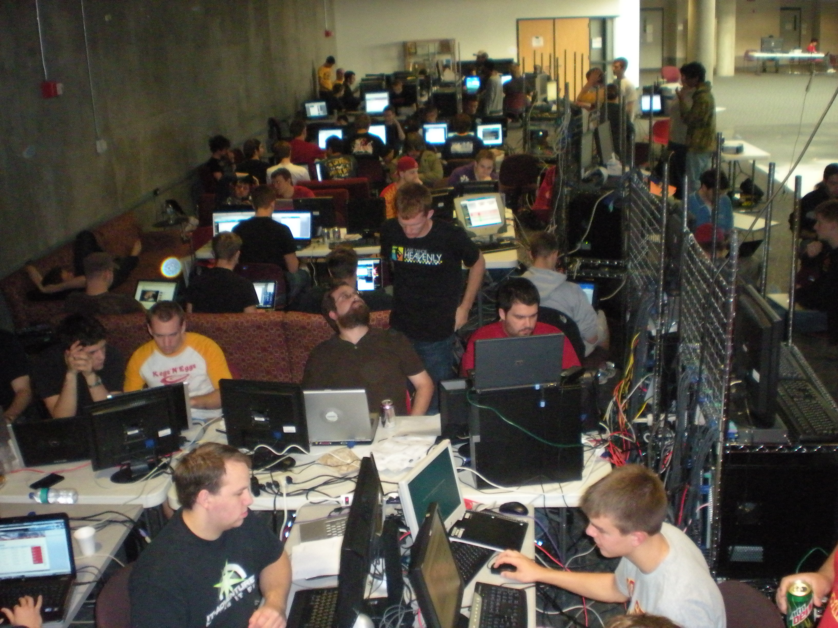 Students participating in the commity college cyber defense competition