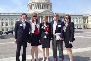 Material Advantage members Sam Reeve, Hannah Doyle, Kate Lindley, MSE faculty member Iver Anderson, and Lisa Rueschhoff visited Washington D.C. to promote materials science research. 