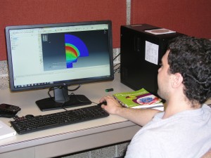 Mark Placette, PhD student, uses finite element modeling.