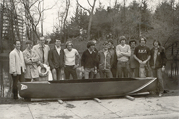 Netley (pictured XXX) and a team of civil engineering students built the first Iowa State concrete canoe in 1973.