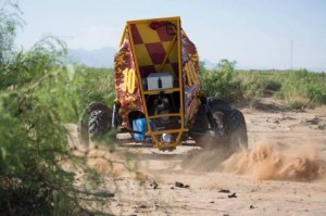 Iowa State's Baja racer kicks up West Texas dust during an April competition. Photo by the Iowa State Baja SAE Team.