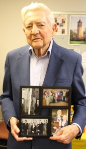 Tom Wheelock was honored with a commemorative photo frame with photos of his involvement in the department over the years.