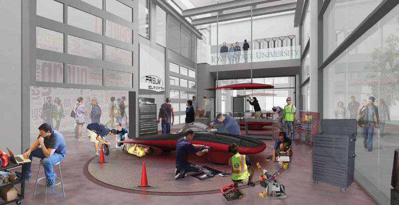 The Student Innovation Center at Iowa State is awaiting approval from Gov. Branstad. If approved, the $80 million center will allow students from different disciplines to collaborate on a variety of projects. (Photo courtesy of Bruce Mau Design)