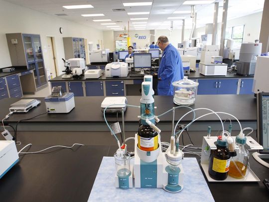 The research lab at the Renewable Energy Group facility in Ames, July 28, 2009. (Photo: John Gaps III/Register file photo)