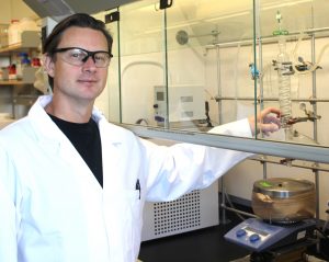 Jeremy Morrow, a teacher at Hoover High School in Des Moines, at work in his ISU CBE lab.