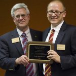 Savolainen (right, CCEE) receives Charles W. Schafer Faculty Award (By Tindall)