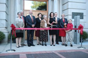 Ribbon cutting during Marston Hall rededication