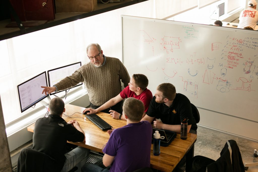 Mechanical engineering lecturer Jim Heise teaches a class