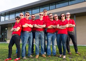 The ISU NECA team poses outside of Edwards Elementary School in Ames (Photo by Kate Tindall)