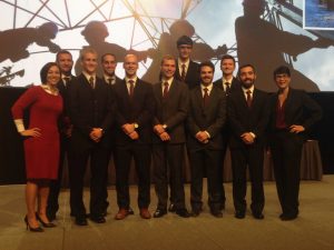 ISU NECA team members on the stage of the 2016 Green Energy Challenge (Photo courtesy Beth Hartmann)