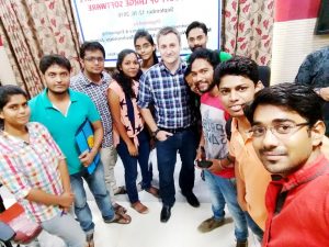 Ben Holland (center) spent this past summer teaching students at Malaviya National Institute of Technology in Jaipur, India. 