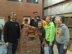 Penton (front middle) and team members with finished campanile (Photo courtesy Brad Perkins)