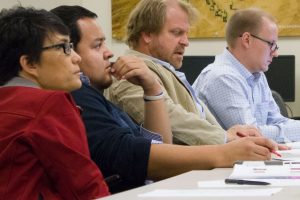 Faculty/industry panel critiques capstone course and gives feedback (By Tindall)