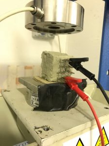 Testing of a smart brick in University of Perugia laboratories (Photo courtesy Austin Downey)