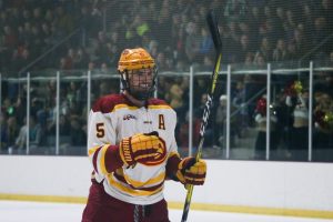 Uglem on the ice during a Cyclone Hockey match (Photo by Emily Blobaum)