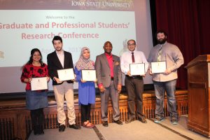 Sassani (second from right) receives the GPSS Teaching Award, along with fellow GPSS Award recipients (Courtesy GPSS)