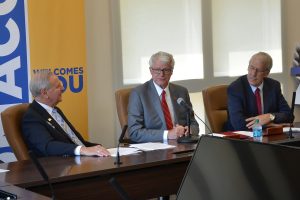 (L-R) DMACC President Rob Denson, ISU Interim President Ben Allen and ISU Professor of Electrical and Computer Engineering Doug Jacobson