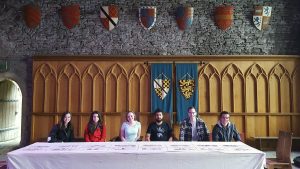 (L-R): Students Sierra Semel, Yana Aleksandrova, Taylor Yeazel, Henry Garcia, Johnathan Germick and Samuel Greene have spent the summer at Cardiff University in Wales, researching magnetics.  