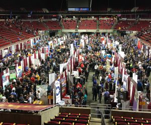 A view of the 2017 ISU Fall Engineering Career Fair in Hilton Coliseum. <i>Photos by Kate Tindall.</i>