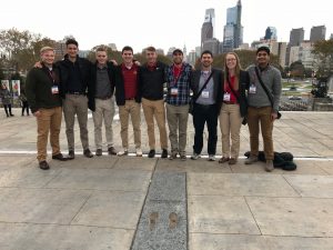 ISU DBIA's student competition team gathers for a photo at the top of The Rocky Steps in Philadelphia. <i> Photo courtesy Trent Cork. </i>