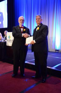 Daniel Sordelet receives his award at the ASM Annual Awards Dinner on October 10, 2017.