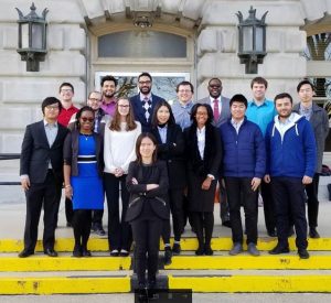 Graduate and undergraduate students on the steps of the Boone County Courthouse after completing their presentation for the county board of commissioners. <i> Photos courtesy Omar Smadi. </i>