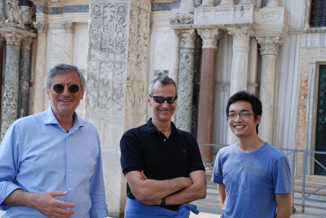 ECpE Assistant Professor Yongxin Chen (right) stands with Tryphon Georgiou and Michele Pavon, who worked on the project with Chen.