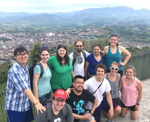 Students on overlook in Spain