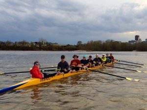 Taylor (front, left) and the ISU Crew Club at the team's annual Arkansas spring break trip. <i> Photos courtesy Paige Taylor.</i>