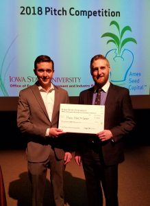 Dillon Hurd and Ethan Marti with Ames Seed Capital award