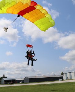 Skydiver landing