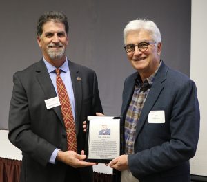 Hillier and Anderson with plaque