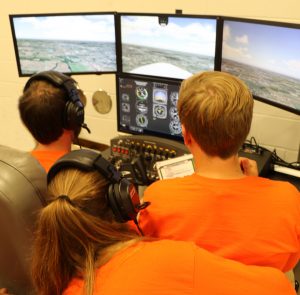 Students with flight simulation