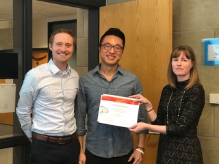 (L-R): MSE Assistant Professor Michael Bartlett, MSE graduate student Dohgyu Hwang, MSE Professor Katie Bratlie