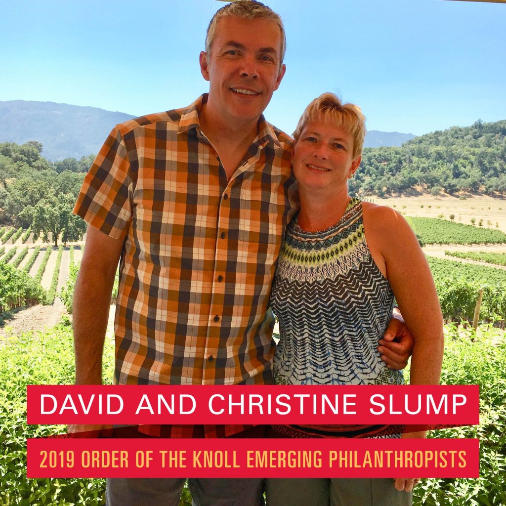David and Christine Slump stand together outside