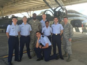 A group of ROTC cadets pose together