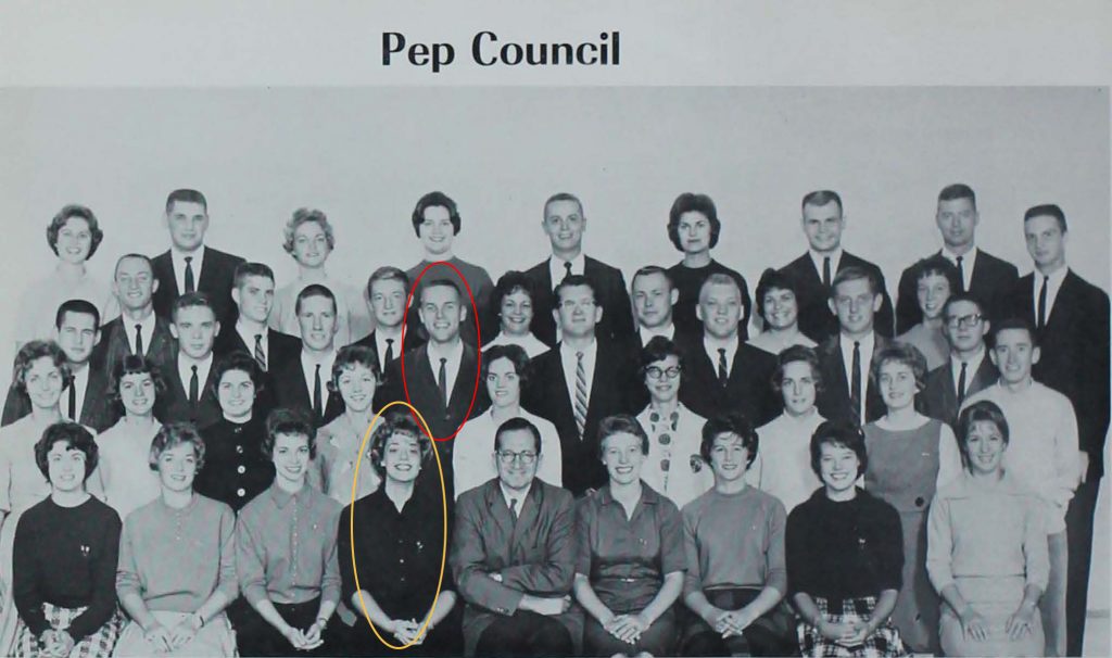 A black and white group photo of the 1961-62 Pep Council