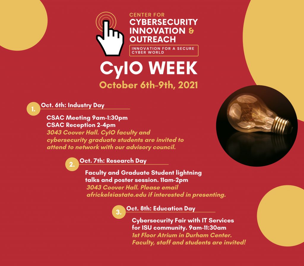 CyIO Week Schedule for Oct. 6-9, 2021