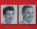 Black and white senior photos of Charles George “Turk” Therkildsen and Joyce Arlene McEwen Therkildsen from the 1959 Iowa State University yearbook.