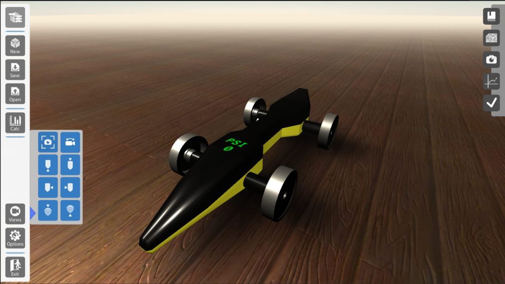 A 3D rendering of a futuristic-looking vehicle, part of the Parametric Studio software.