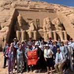 A group of ISU alums pose outside of a structure in Egypt.