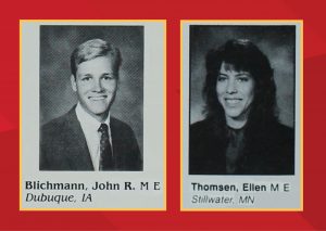 Senior yearbook photos for John BLichmann and Mary Ellen Thomsen