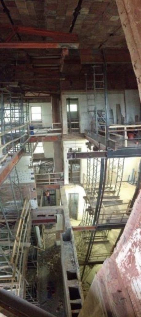 A shot of the gutter interior of Marston Hall during the renovation.