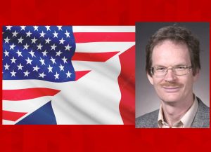Rodney Fox with French-American flag graphic
