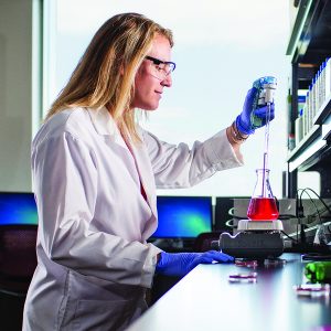Michelle Soupir at a lab bench