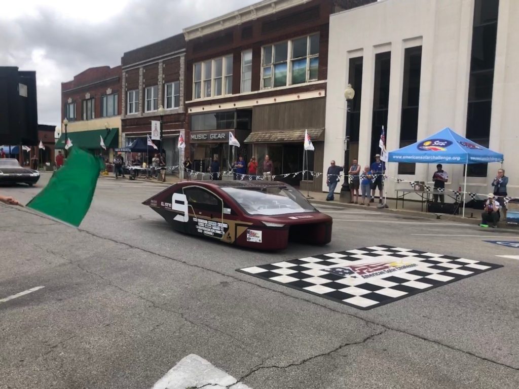 Iowa State's solar car crosses the starting line