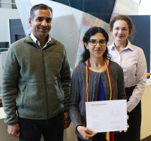 Sarasija Sudharsan with nominating professors Dr. Nataliya Altukhova and Dr. Anupam Sharma