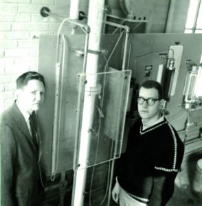 Tom Wheelock with student in lab in 1965 photo
