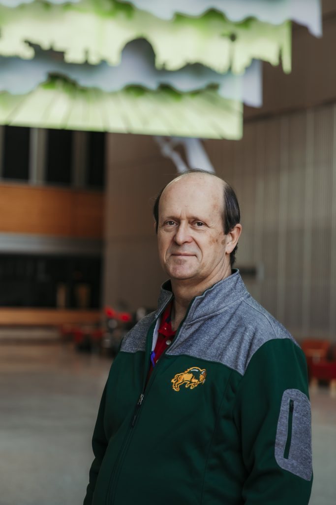 Leon in the Sukup Atrium